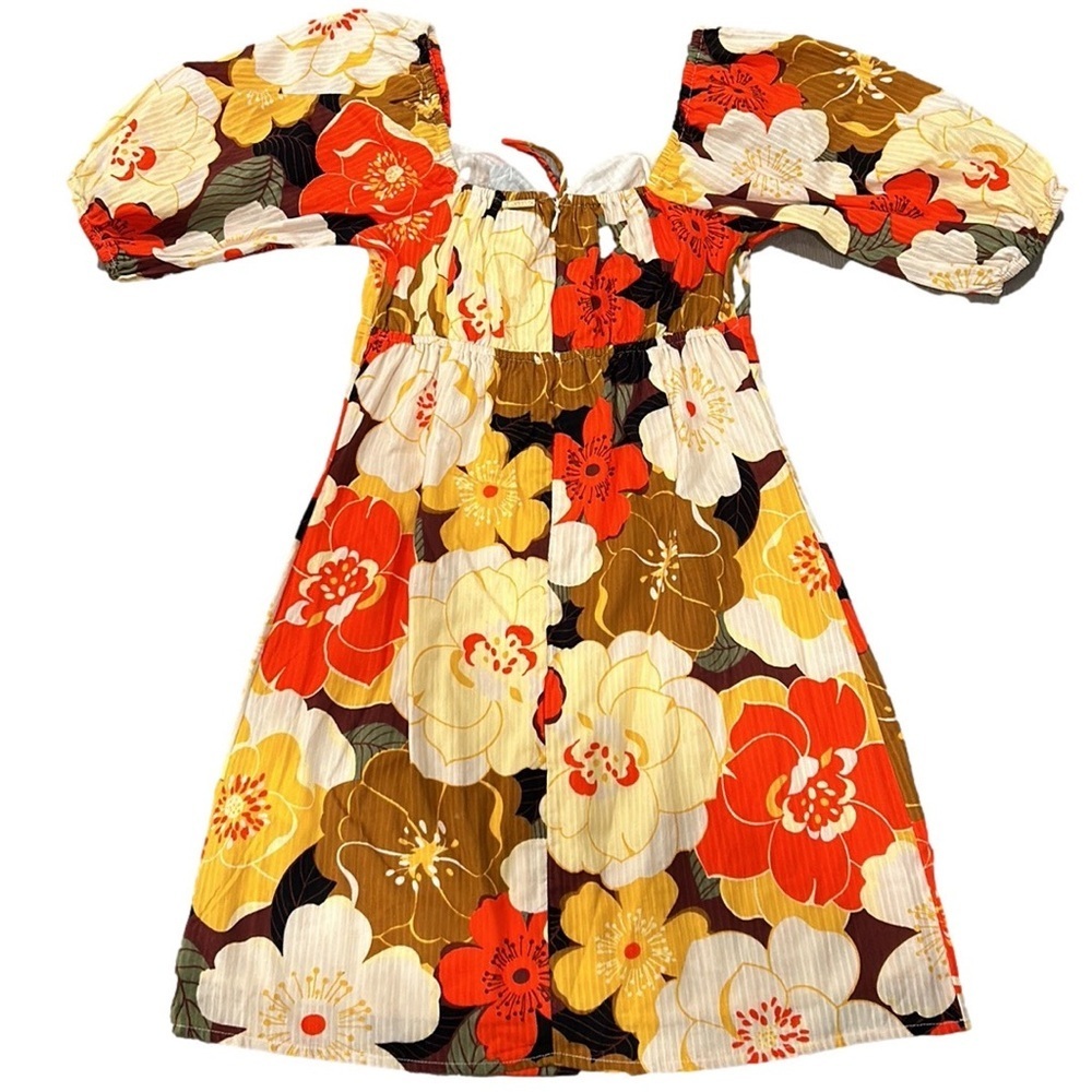 NWT Billabong Shine Bright Mini Dress Floral Seersucker  Statement Sleeve Small - Picture 11 of 13